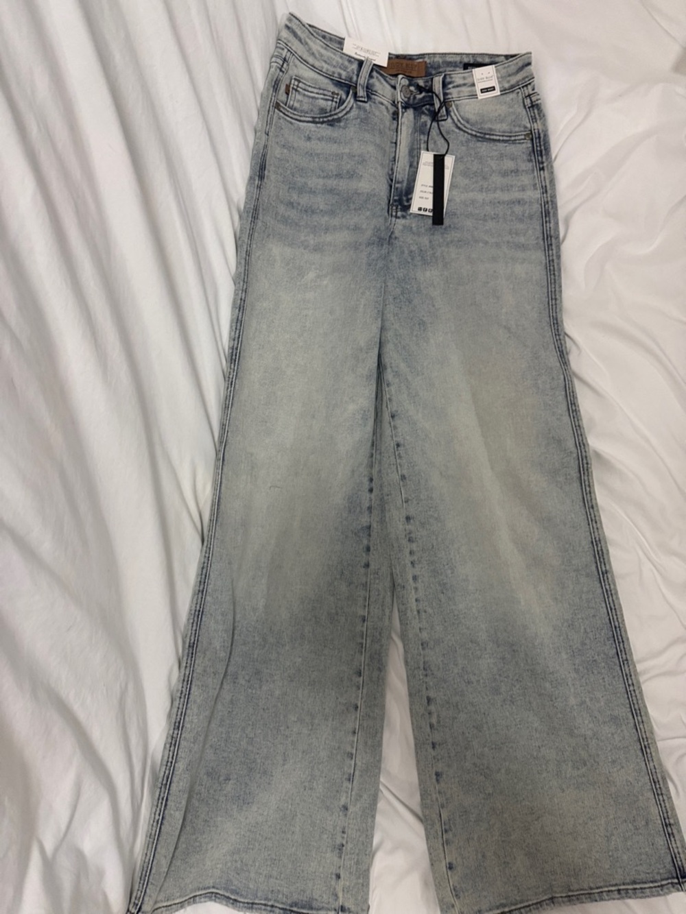 Judy Blue Light Wash Wide Leg Jeans Size 5 - Picture 7 of 8